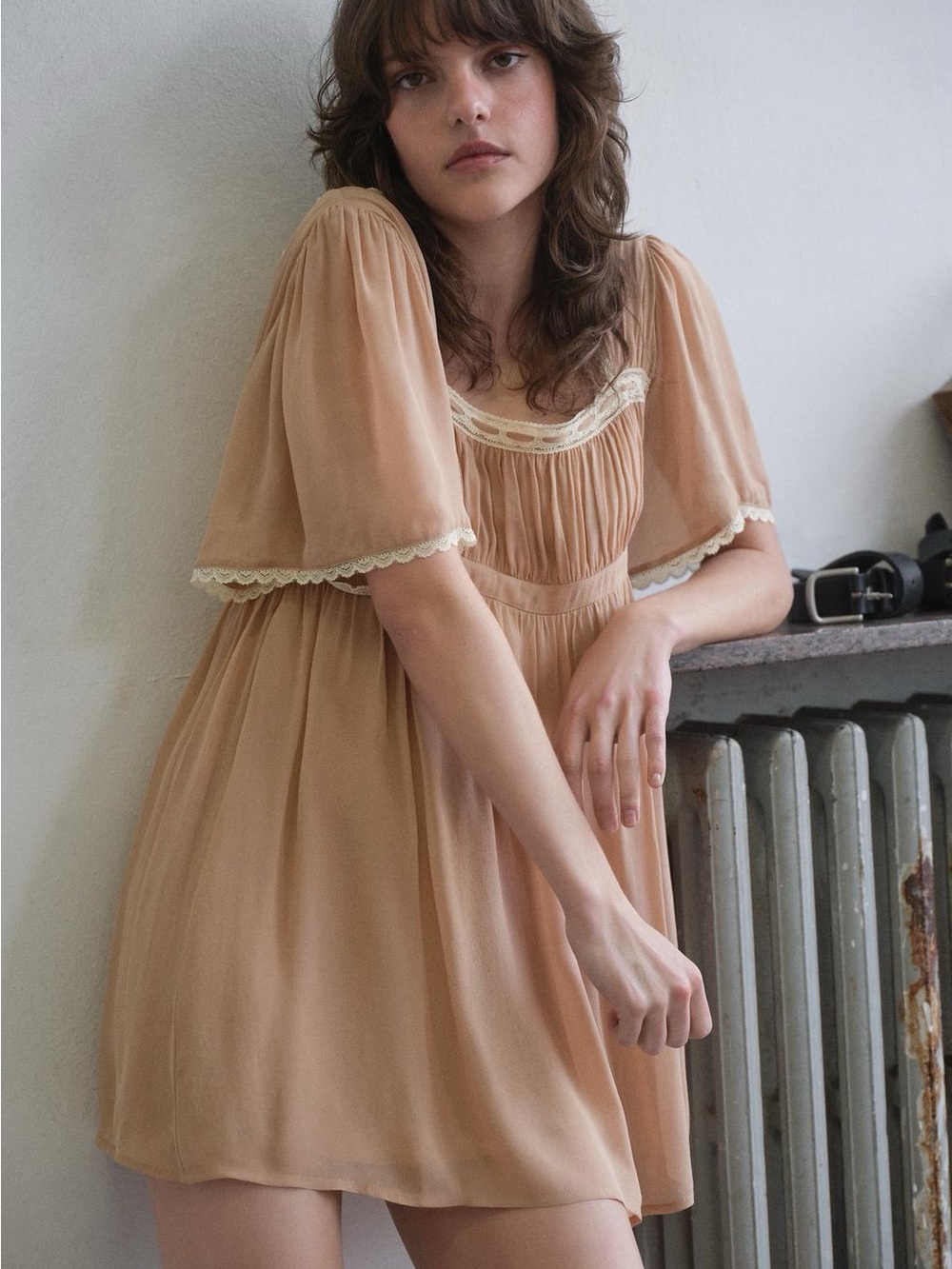 ZARA BNWT CONTRAST LACE COMBINATION DRESS. PALE PINK 4772/329/687